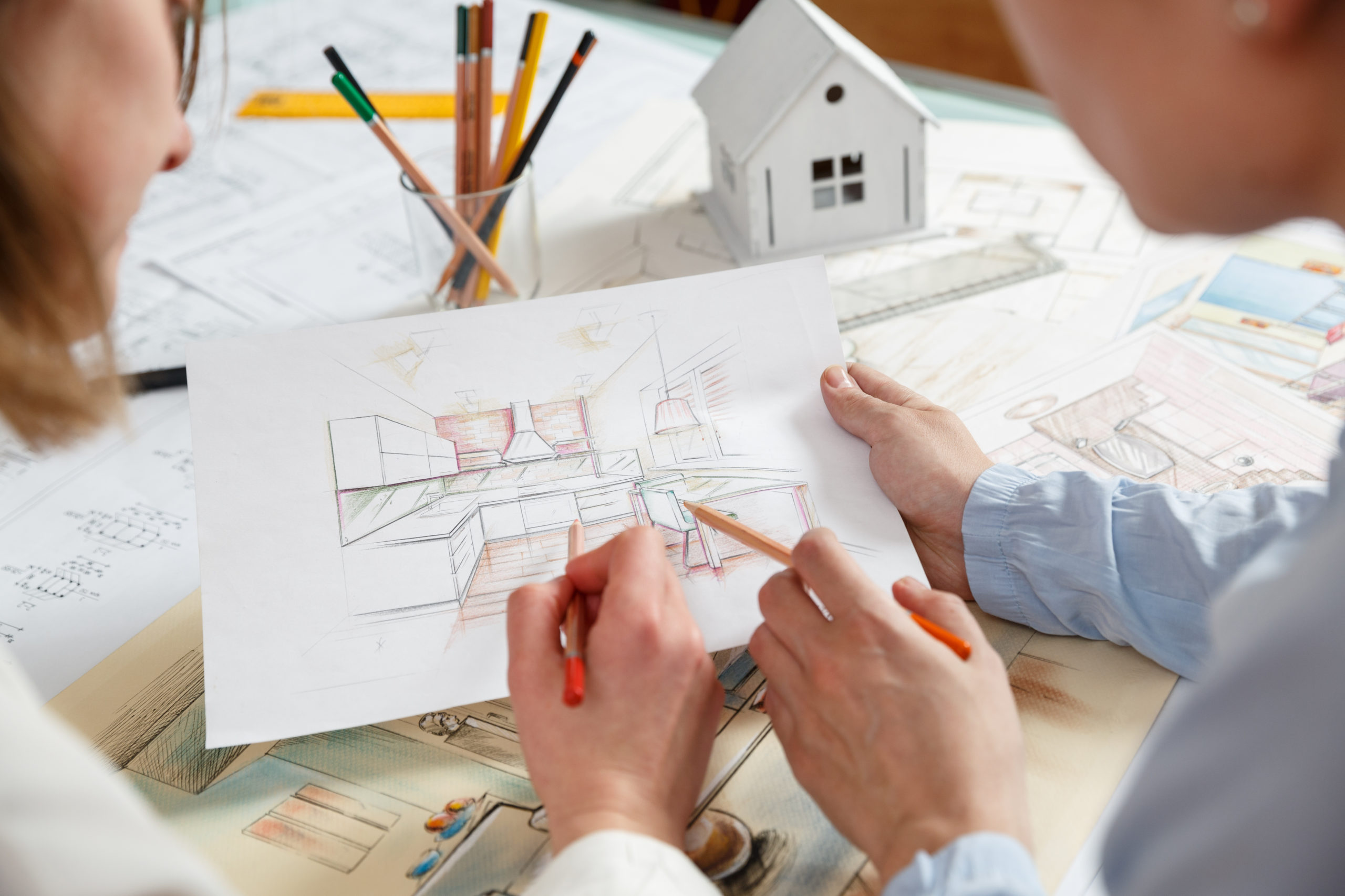 Discussion of interior hand drawings